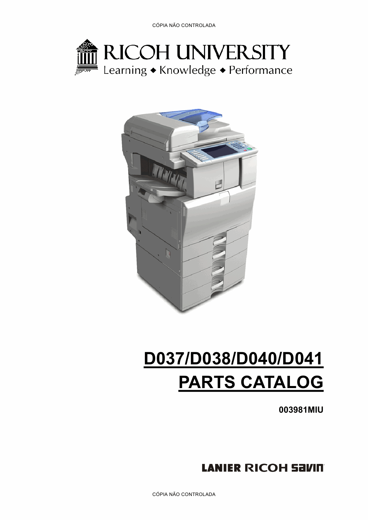 RICOH Aficio MP-C2030 C2050 C2530 C2550 D037 D038 D040 D041 Parts Catalog-1